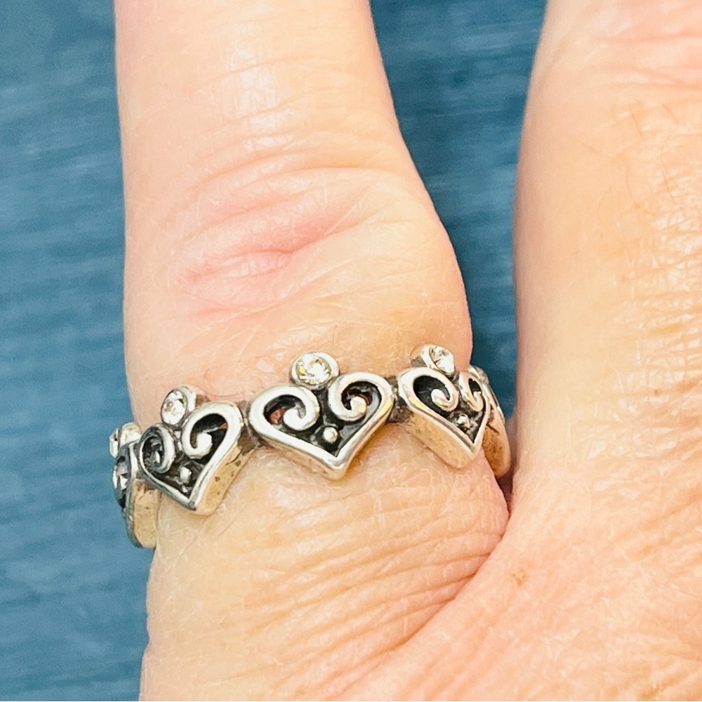 Brighton Silver Heart Motif Ring Size 9 Y2K Coquette-Core Silver Plated Band